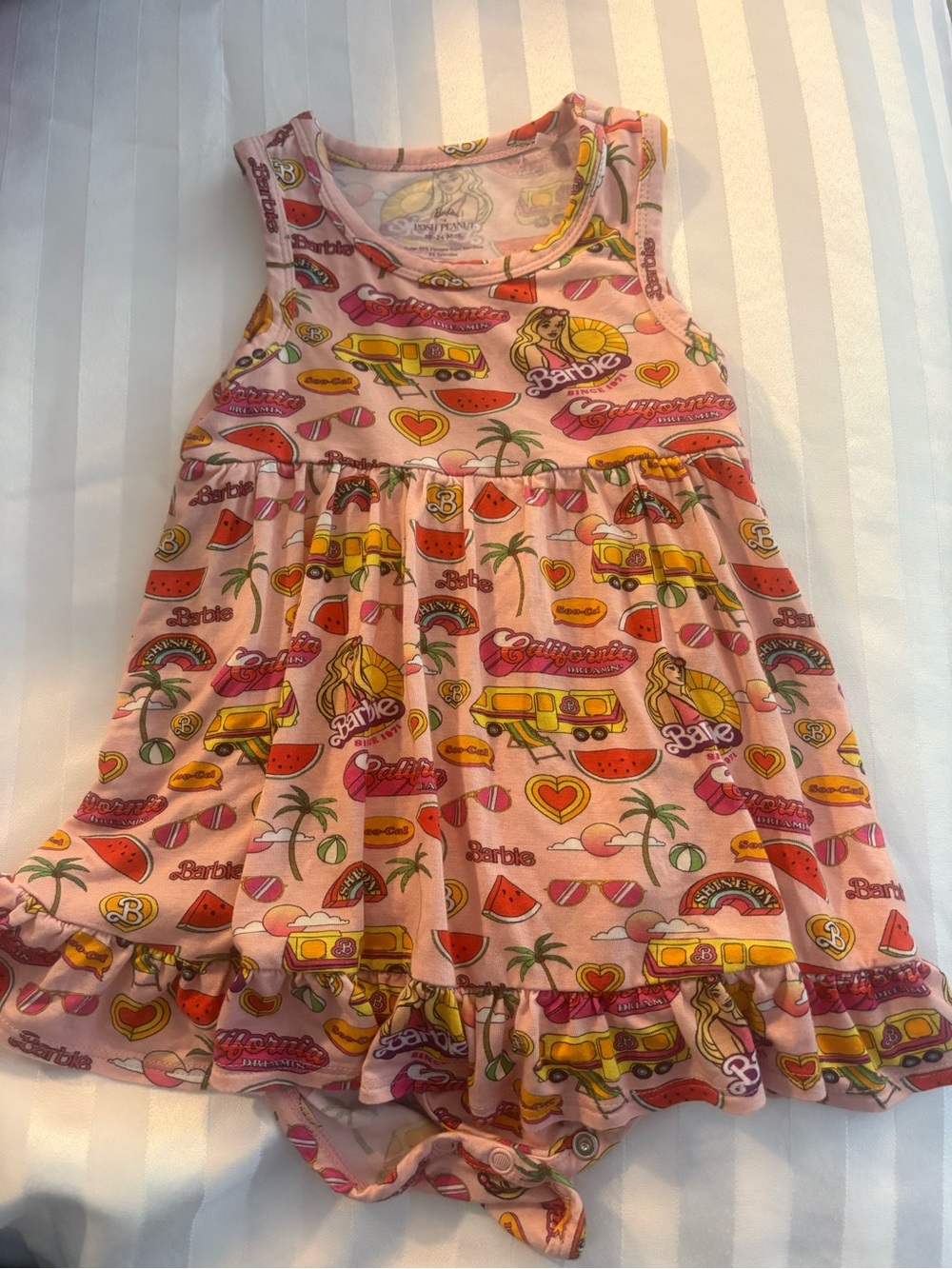 Posh Peanut Pink Barbie Summer Print Sleeveless Dress